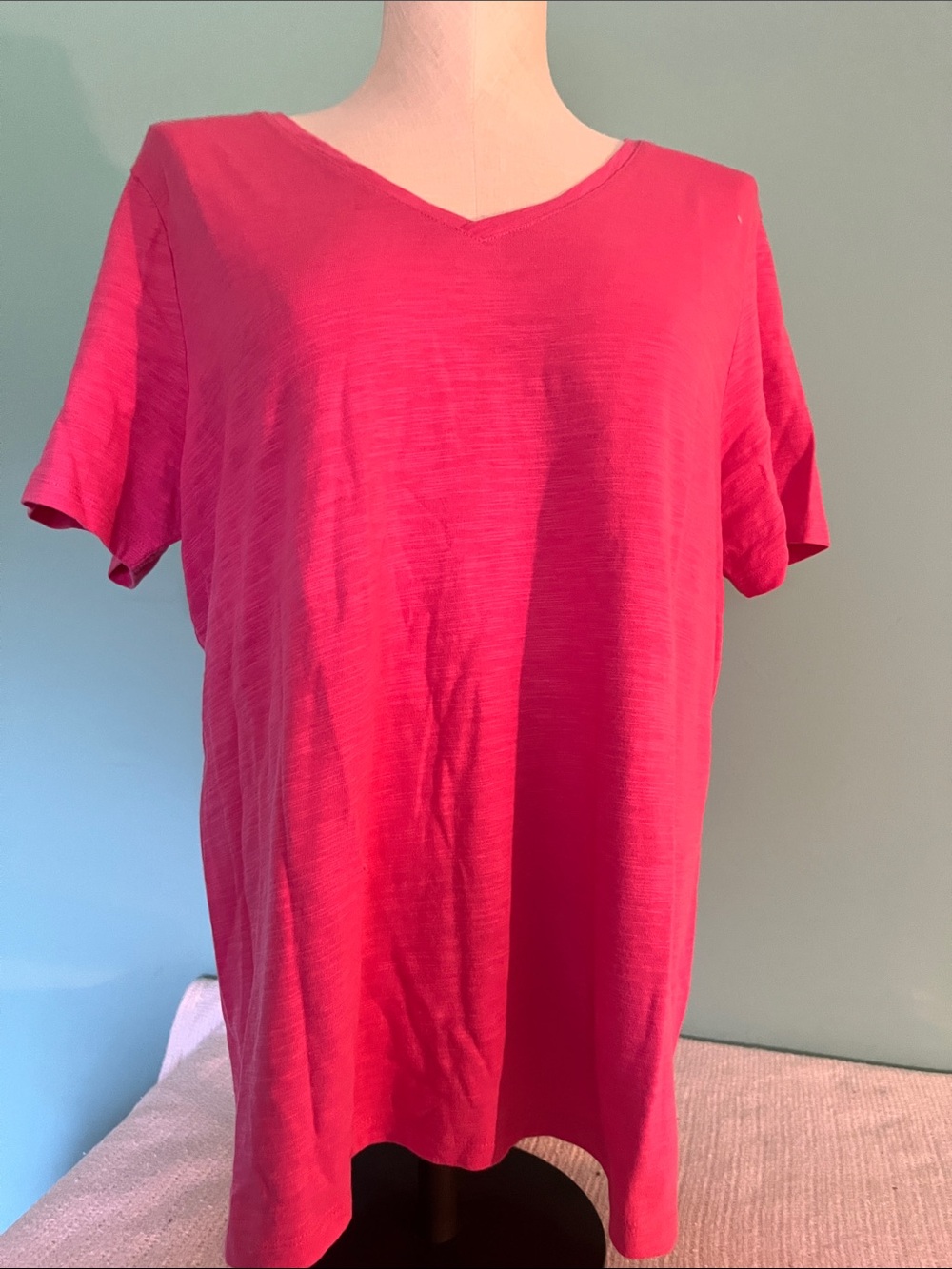 Talbots Hot Pink V-Neck Short Sleeve Tee
